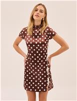 Polka Dot High Neck Mini Bodycon Dress