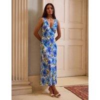 Kitri Floral V-Neck Midi Slip Dress Blue