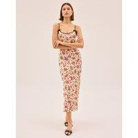 Kitri Floral Scoop Neck Midi Slip Dress Red