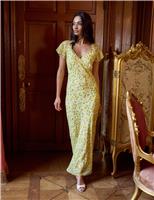 Floral V-Neck Midi Tea Dress