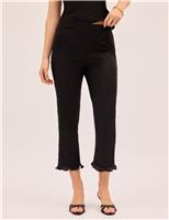 Kitri Lyocell Rich Capri Trousers with Linen Black