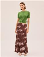 Polka Dot Satin Maxi Slip Skirt
