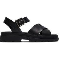 Clarks Leather Crossover Platform Sandals Black
