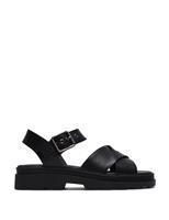 Leather Crossover Platform Sandals