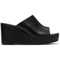 Clarks Leather Wedge Mules Black