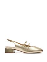 Clarks Leather Metallic Block Heel Slingback Shoes Gold