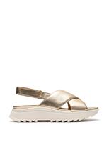 Leather Metallic Platform Slingback Sandals