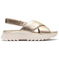 Clarks Leather Metallic Platform Slingback Sandals Gold