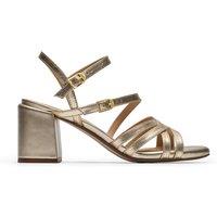 Clarks Leather Metallic Block Heel Sandals Gold