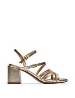 Clarks Leather Metallic Block Heel Sandals Gold