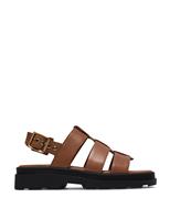 Clarks Leather Strappy Flatform Sandals Tan