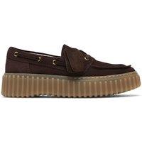 Clarks Torhill Suede Dark Brown Platform Boat Shoes Brown