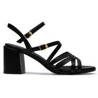 Clarks Leather Buckle Ankle Strap Block Heel Sandals Black