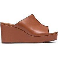 Clarks Leather Wedge Mules Tan