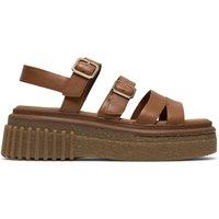 Clarks Leather Strappy Platform Sandals Tan