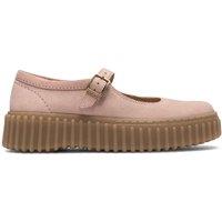 Clarks Suede Platform Mary Jane Ballet Pumps Light Pink