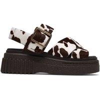 Clarks Leather Cow Print Ankle Strap Platform Sandals Multi