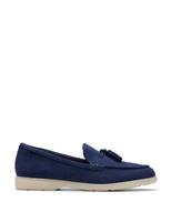 Clarks Suede Tassel Flat Loafers Navy