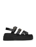 Clarks Leather Buckle Platform Slingback Sandals Black