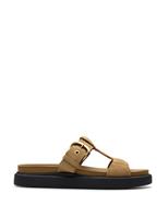 Suede Buckle Flatform Footbed Sandals