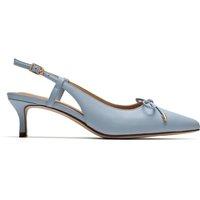 Clarks Leather Bow Kitten Heel Slingback Shoes Light Blue