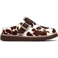 Clarks Leather Cow Print Buckle Mules Multi
