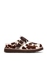 Clarks Leather Cow Print Buckle Mules Multi