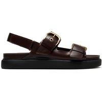 Clarks Leather Ankle Strap Flatform Sandals Brown