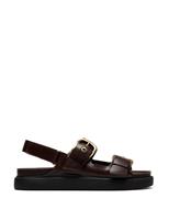 Clarks Leather Ankle Strap Flatform Sandals Brown