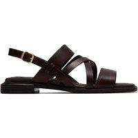 Clarks Leather Block Heel Square Toe Sandals Brown