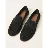 FatFace Suede Slip On Flat Loafers Black