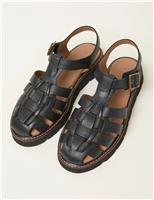 Leather Buckle Flat Gladiator Sandals