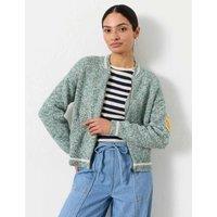 FatFace Cotton Rich Tennis Zip Up Cardigan Green Mix