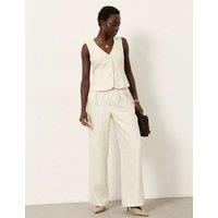 FatFace Pure Linen Straight Leg Trousers Natural