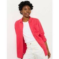 FatFace Pure Linen Collared Shirt Dark Pink