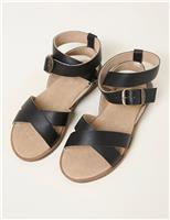 Leather Crossover Flatform Gladiator Sandals