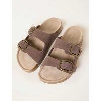 FatFace Leather Buckle Flat Sandals Brown
