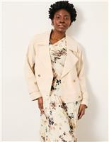 FatFace Double Breasted Cropped Trench Coat Neutral