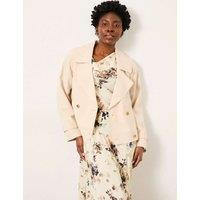 FatFace Double Breasted Cropped Trench Coat Neutral