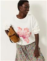 Cotton Rich Floral Crew Neck Sweatshirt