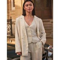 FatFace Lyla Pure Linen Single Breasted Blazer Natural