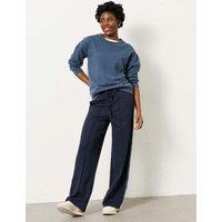 FatFace Side Stripe Wide Leg Trousers Navy Mix