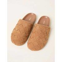 FatFace Suede Woven Mules Tan