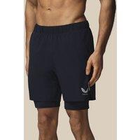 Castore Stretch Two Layer Zip Pocket Sports Shorts Dark Navy