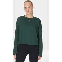 Sweaty Betty Essential Crew Neck Crop Top Dark Green
