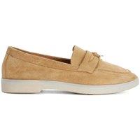 Dune London Wide Fit Suede Slip On Flat Loafers Sand