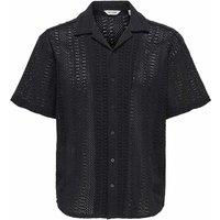 ONLY & SONS Cotton Rich Knitted Short Sleeve Shirt Black Mix