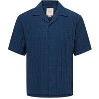 ONLY & SONS Regular Fit Cuban Collar Short Sleeve Shirt Dark Navy