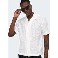 ONLY & SONS Regular Fit Cuban Collar Short Sleeve Shirt White
