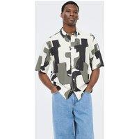 ONLY & SONS Regular Fit Abstract Print Short Sleeve Shirt Black Mix
